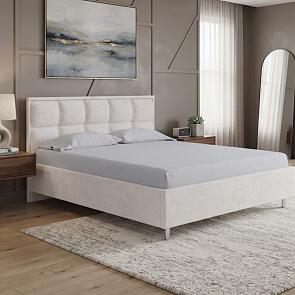 Кровать Chessy велюр лофти лён 1400x2000, изголовье мягкое