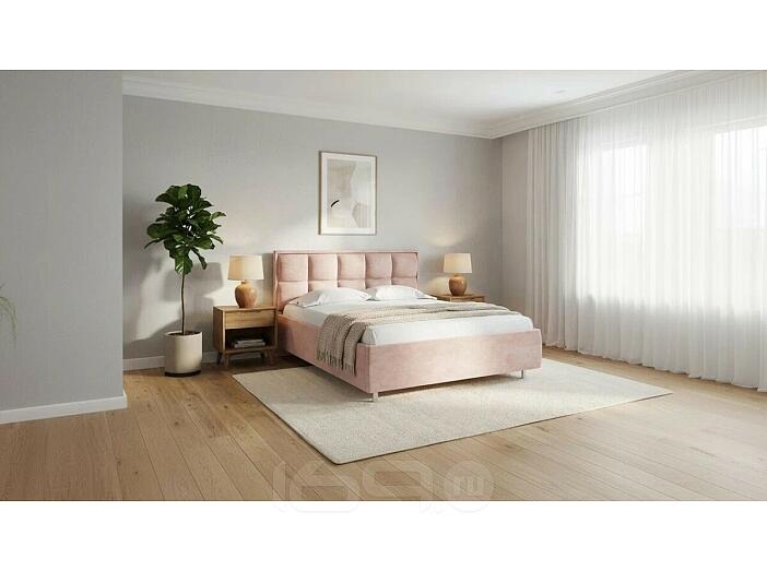 Кровать Chessy велюр лофти мокко без подъёмного механизма 2000x2000, без ортопедического основания, изголовье мягкое