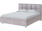 Кровать Chessy велюр лофти серый без П/М 180x200, без ортопедического основания, изголовье мягкое