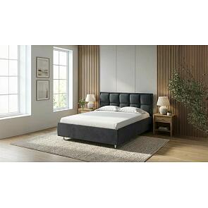 Кровать Chessy велюр teddy 021 древесный уголь без подъёмного механизма 2000x2000, без ортопедического основания, изголовье мягкое