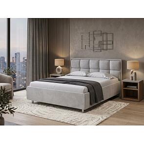Кровать Chessy велюр teddy 022 стальной 1400x2000, изголовье мягкое