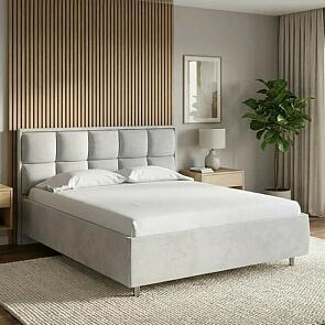 Кровать Chessy велюр teddy 022 стальной без подъёмного механизма 1600x2000, без ортопедического основания, изголовье мягкое