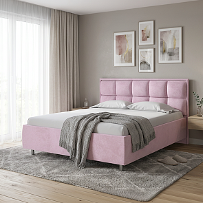 Кровать Chessy велюр teddy 027 розовый фламинго 1200x2000, изголовье мягкое