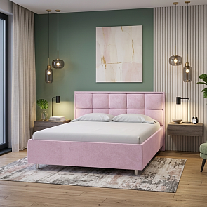 Кровать Chessy велюр teddy 027 розовый фламинго 1400x2000, изголовье мягкое