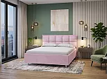Кровать Chessy велюр teddy 027 розовый фламинго 1400x2000, изголовье мягкое