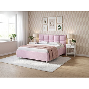 Кровать Chessy велюр teddy 027 розовый фламинго 2000x2000, изголовье мягкое