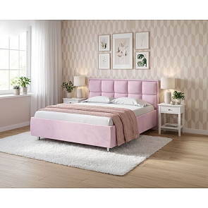 Кровать Chessy велюр teddy 027 розовый фламинго 800x2000, изголовье мягкое