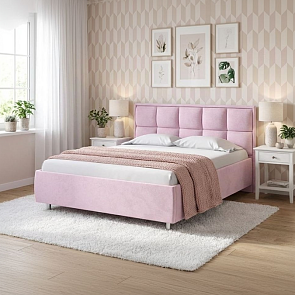 Кровать Chessy велюр teddy 027 розовый фламинго 800x2000, изголовье мягкое