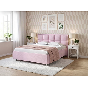 Кровать Chessy велюр teddy 027 розовый фламинго 900x2000, изголовье мягкое