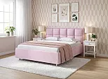 Кровать Chessy велюр teddy 027 розовый фламинго 900x2000, изголовье мягкое
