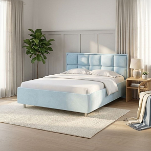 Кровать Chessy велюр teddy 028 морозная свежесть 1200x2000, изголовье мягкое