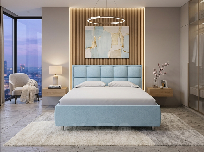 Кровать Chessy велюр teddy 028 морозная свежесть 1800x2000, изголовье мягкое