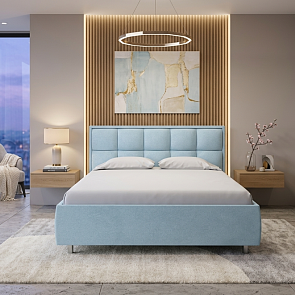 Кровать Chessy велюр teddy 028 морозная свежесть 1800x2000, изголовье мягкое