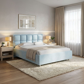 Кровать Chessy велюр teddy 028 морозная свежесть 900x2000, изголовье мягкое