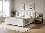 Кровать Chessy велюр teddy 300 снежный 900x2000, изголовье мягкое