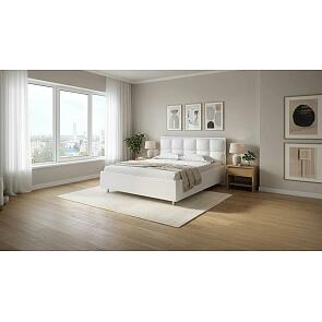 Кровать Chessy велюр teddy 300 снежный 900x2000, изголовье мягкое