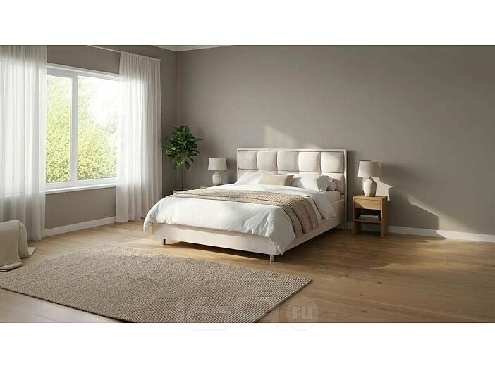 Кровать Chessy велюр teddy 302 жемчужный без подъёмного механизма 2000x2000, без ортопедического основания, изголовье мягкое