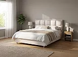 Кровать Chessy велюр teddy 302 жемчужный 900x2000, изголовье мягкое