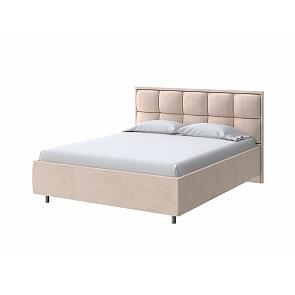 Кровать Chessy велюр teddy 304 тауп без подъёмного механизма 1600x2000, без ортопедического основания, изголовье мягкое