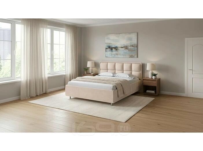 Кровать Chessy велюр teddy 304 тауп без подъёмного механизма 2000x2000, без ортопедического основания, изголовье мягкое