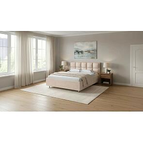 Кровать Chessy велюр teddy 304 тауп без подъёмного механизма 2000x2000, без ортопедического основания, изголовье мягкое