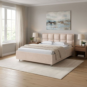 Кровать Chessy велюр teddy 304 тауп 800x2000, изголовье мягкое