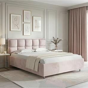 Кровать Chessy велюр teddy 306 лунный 1200x2000, изголовье мягкое