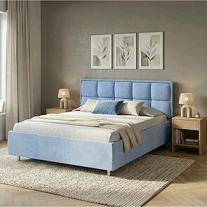 Кровать Chessy велюр teddy 311 небесно-голубой 1200x2000, изголовье мягкое