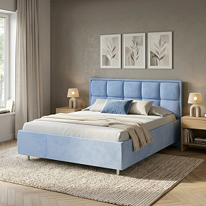 Кровать Chessy велюр teddy 311 небесно-голубой 1200x2000, изголовье мягкое