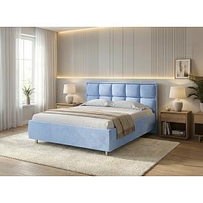 Кровать Chessy велюр teddy 311 небесно-голубой 800x2000, изголовье мягкое