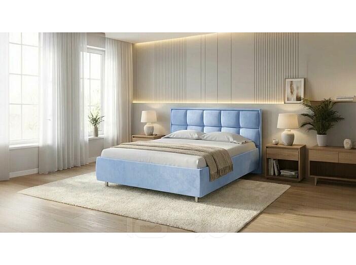 Кровать Chessy велюр teddy 311 небесно-голубой 800x2000, изголовье мягкое