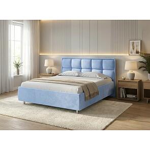 Кровать Chessy велюр teddy 311 небесно-голубой 900x2000, изголовье мягкое