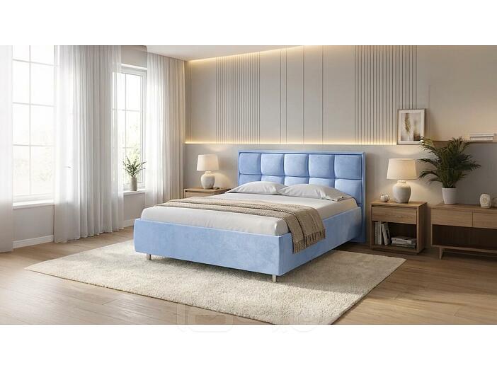 Кровать Chessy велюр teddy 311 небесно-голубой 900x2000, изголовье мягкое