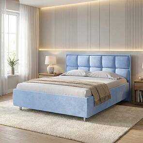 Кровать Chessy велюр teddy 311 небесно-голубой 900x2000, изголовье мягкое