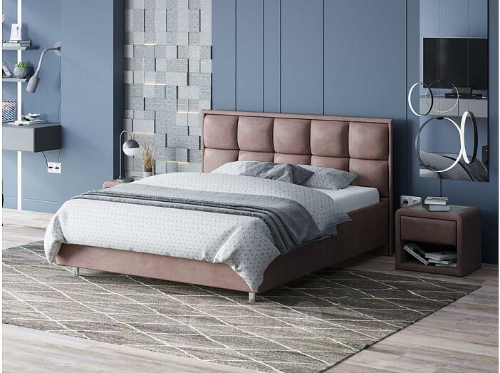 Кровать Chessy велюр ultra горячий шоколад 1800x2000, изголовье мягкое