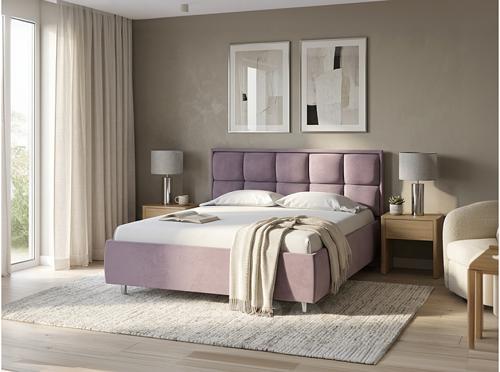 Кровать Chessy велюр ultra сливовый 1200x2000, изголовье мягкое