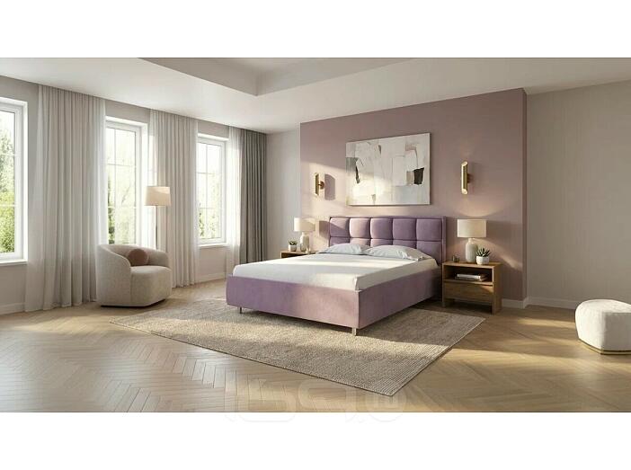 Кровать Chessy велюр ultra сливовый без подъёмного механизма 2000x2000, без ортопедического основания, изголовье мягкое
