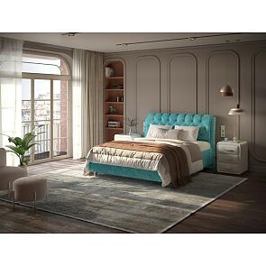 Кровать Chester Tall велюр лофти лазурь 1200x2000, изголовье мягкое