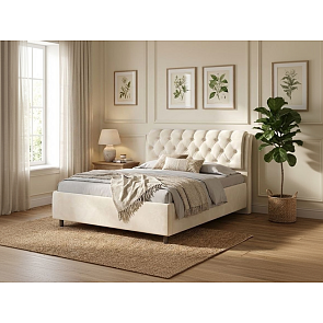 Кровать Chester Tall велюр лофти лён 1200x2000, изголовье мягкое