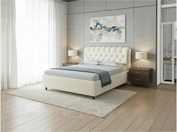 Кровать Chester Tall велюр лофти лён 1400x2000, изголовье мягкое