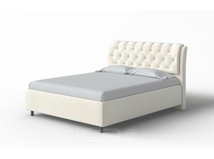 Кровать Chester Tall велюр лофти лён 1400x2000, изголовье мягкое