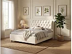 Кровать Chester Tall велюр лофти лён без П/М 160x200, без ортопедического основания, изголовье мягкое