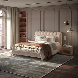 Кровать Chester Tall велюр лофти мокко 1200x2000, изголовье мягкое