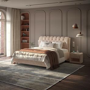 Кровать Chester Tall велюр лофти мокко 1400x2000, изголовье мягкое