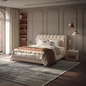 Кровать Chester Tall велюр лофти мокко 1400x2000, изголовье мягкое
