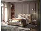 Кровать Chester Tall велюр лофти мокко без П/М 160x200, без ортопедического основания, изголовье мягкое