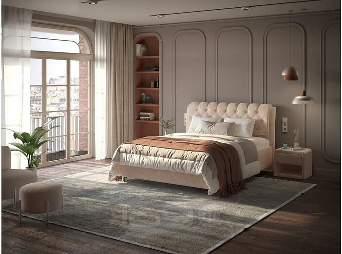 Кровать Chester Tall велюр лофти мокко 1800x2000, изголовье мягкое