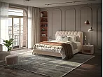 Кровать Chester Tall велюр лофти мокко без П/М 80x200, без ортопедического основания, изголовье мягкое