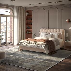 Кровать Chester Tall велюр лофти мокко 900x2000, изголовье мягкое