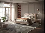 Кровать Chester Tall велюр лофти мокко без П/М 90x200, без ортопедического основания, изголовье мягкое